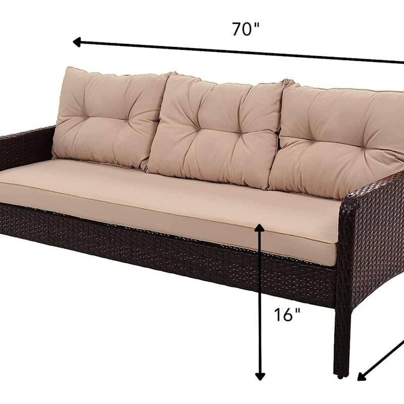 7-Seater Outdoor Sofa Set (Dark Brown/Cream) - Image 2