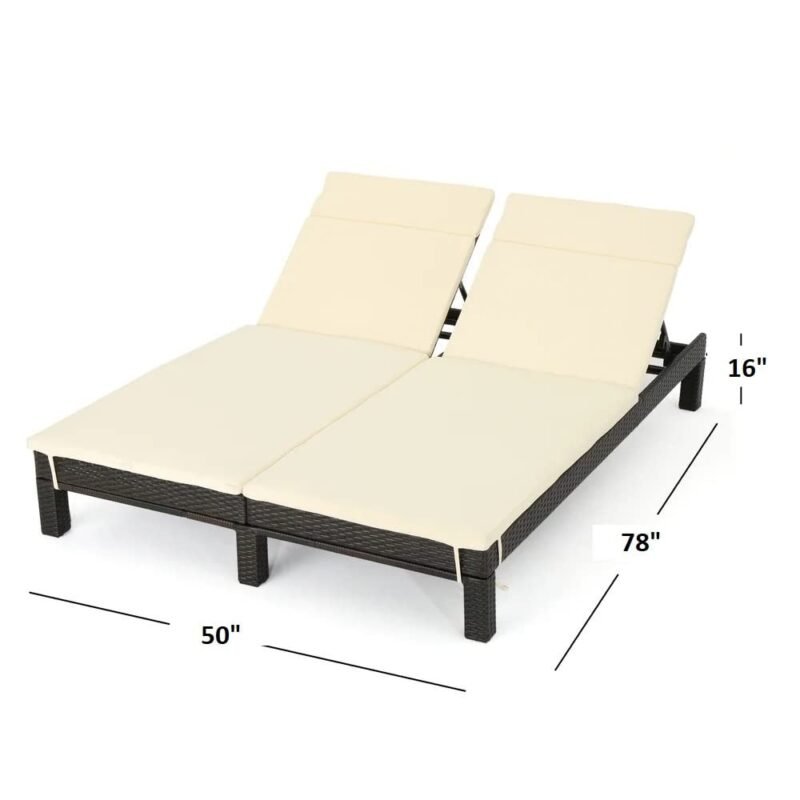 DEVOKO Premium Rattan Lounge Chairs Set of 2 - Dark Brown & Cream - Image 2