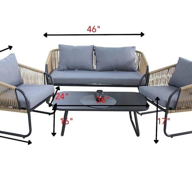 DEVOKO Bistro Set 4-Piece (Beige/Grey) - Image 4
