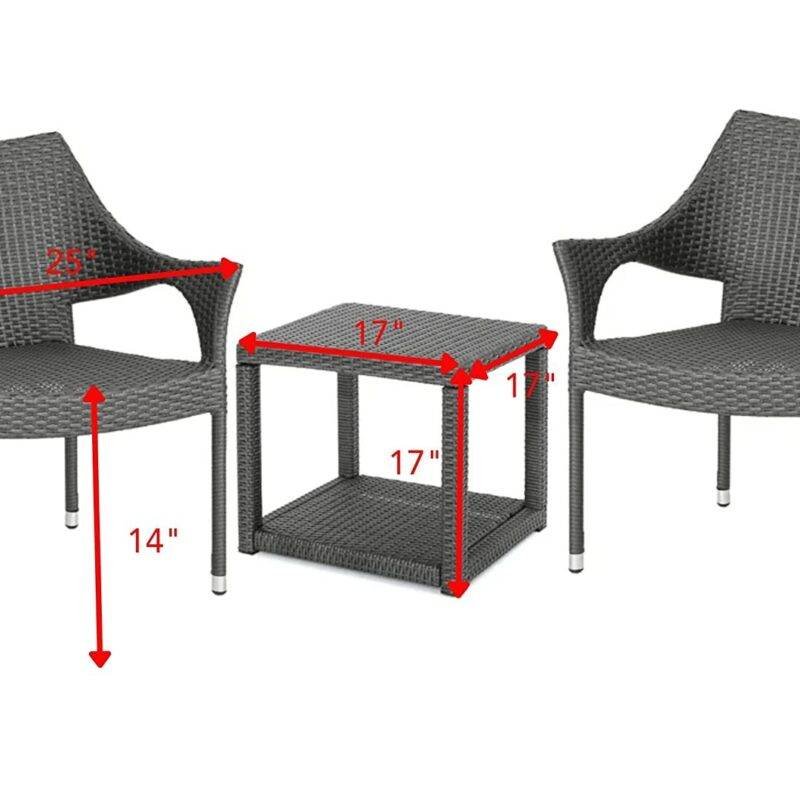 DEVOKO 3-Piece Rattan Patio Furniture Set (Dark Brown) - Image 2