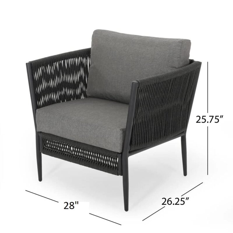 DEVOKO 2-Seater Rope Weave Patio Set (Black/Grey) - Image 4