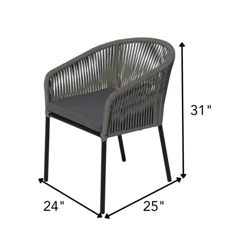DEVOKO 2-Piece Outdoor Rope Chair Set with Cushions (Grey & Black) - Image 4