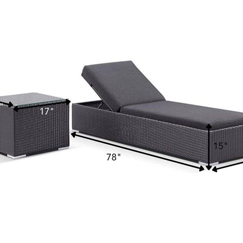 DEVOKO Outdoor Lounge Chairs Set: Black Rattan with Cushions & Table - Image 2