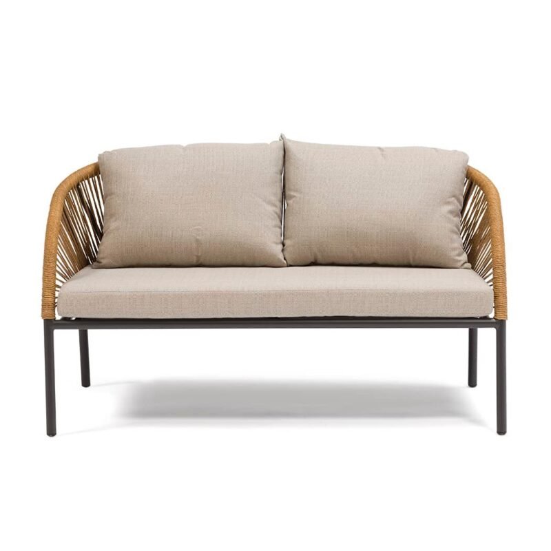 DEVOKO Outdoor Conversation Sofa Set with Cushions and Center Table (Beige & Cream) - Image 4