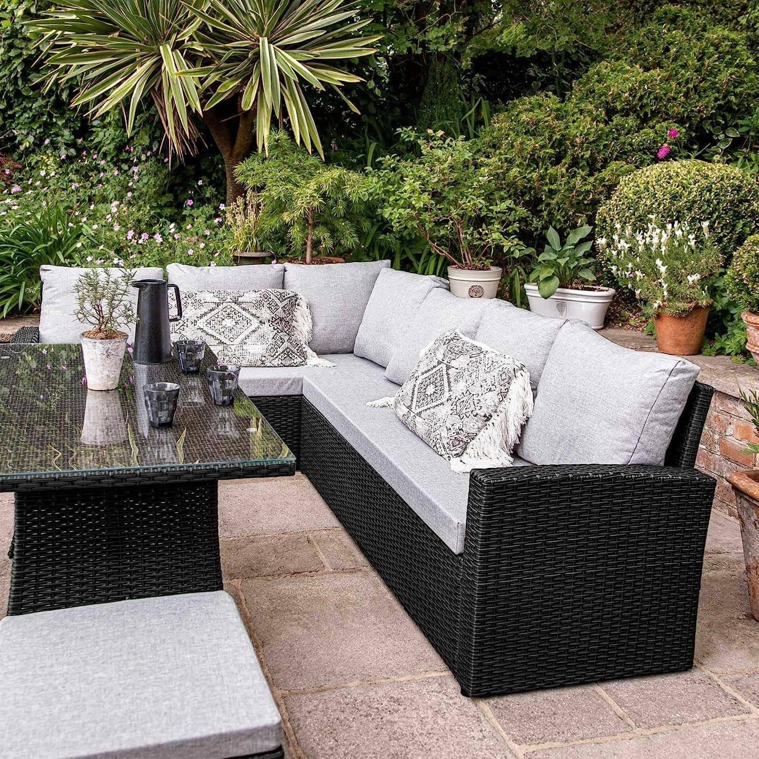DEVOKO 6-Piece All-Weather Wicker Patio Furniture Set (Black/Grey) - Image 4