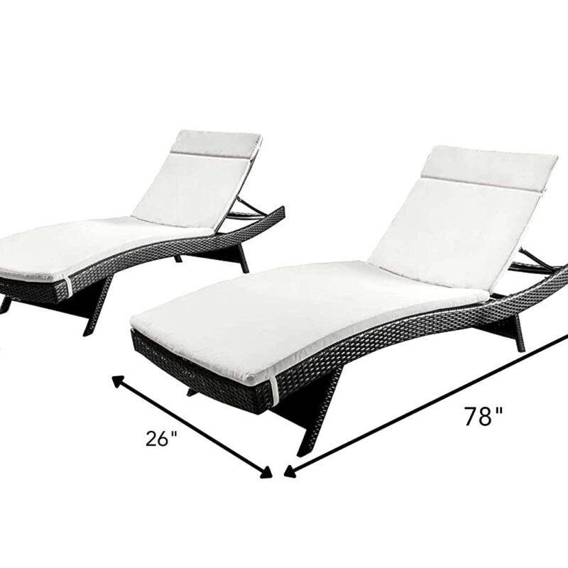 DEVOKO 2-Piece Outdoor Lounge Chair Set with Thick Cushions - Dark Brown Rattan/Cream Cushions - Image 2