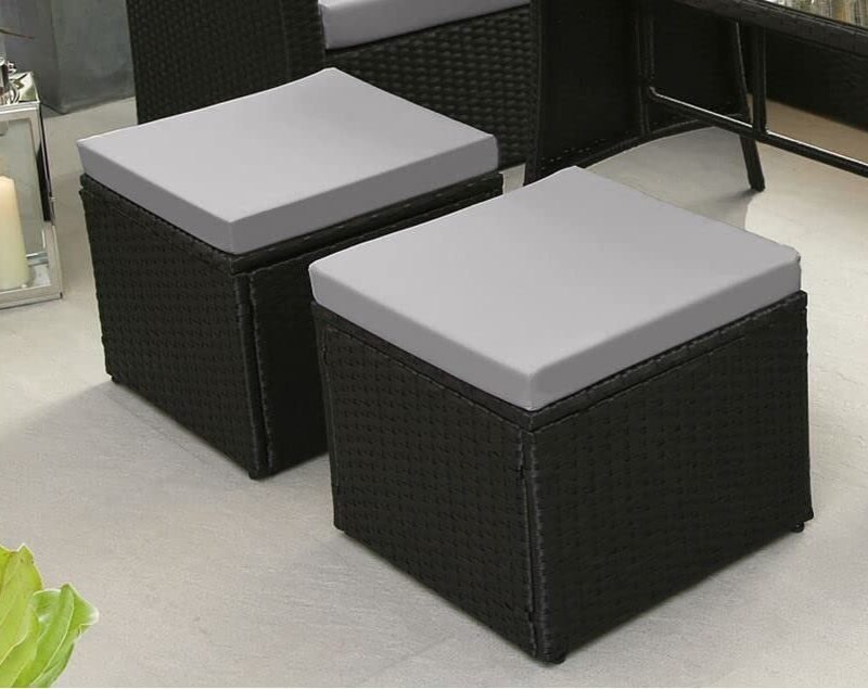 DEVOKO 6-Piece Patio Furniture Set - Black & Grey Outdoor Dining Conversation Set - Image 4