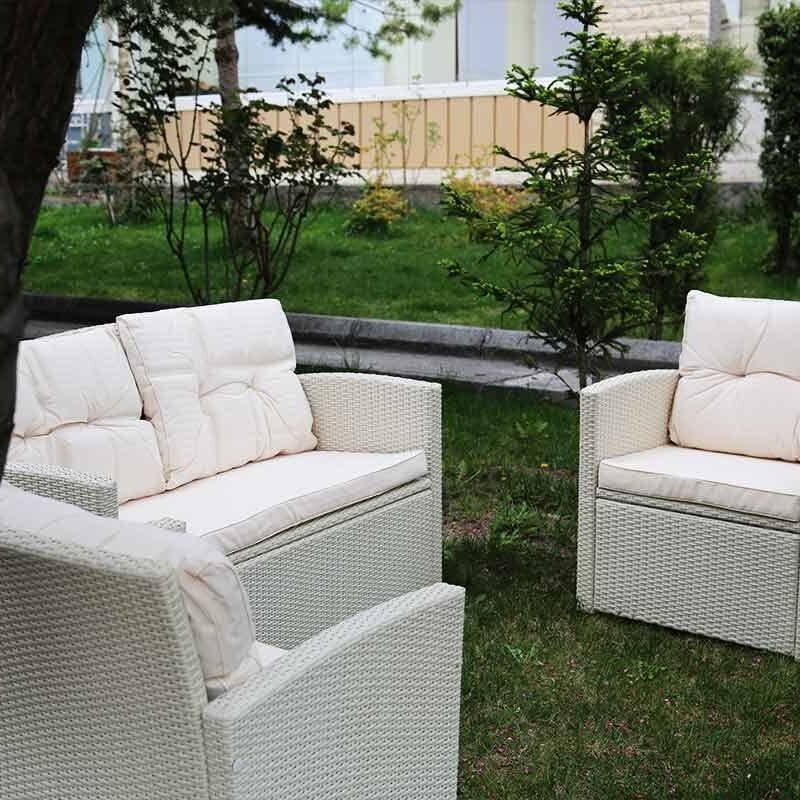 DEVOKO 4PCS Patio Wicker Furniture Set (Grey & Cream) - Image 4