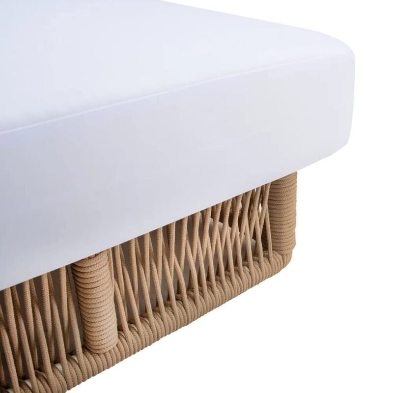 DEVOKO Beige Rope Sun Lounger (White Cushion) - Image 6