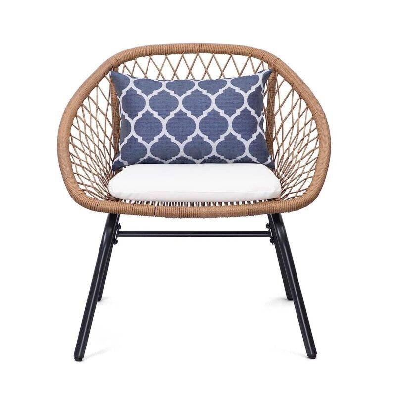 3-Piece Wicker Patio Set (Beige & White) - Image 5