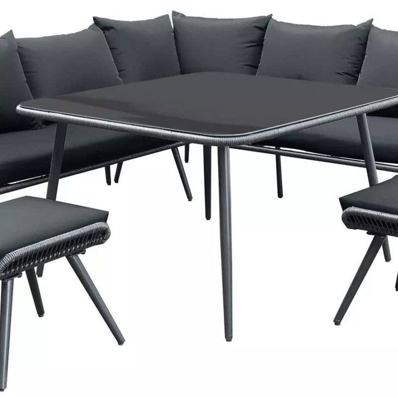 L Shape Sofa Set (Black) - Image 5