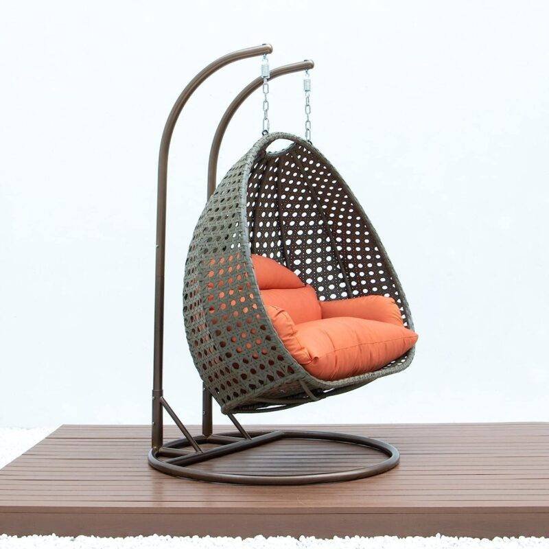 Unique Design Double Seater Swing (Dark Brown/Orange) - Image 5