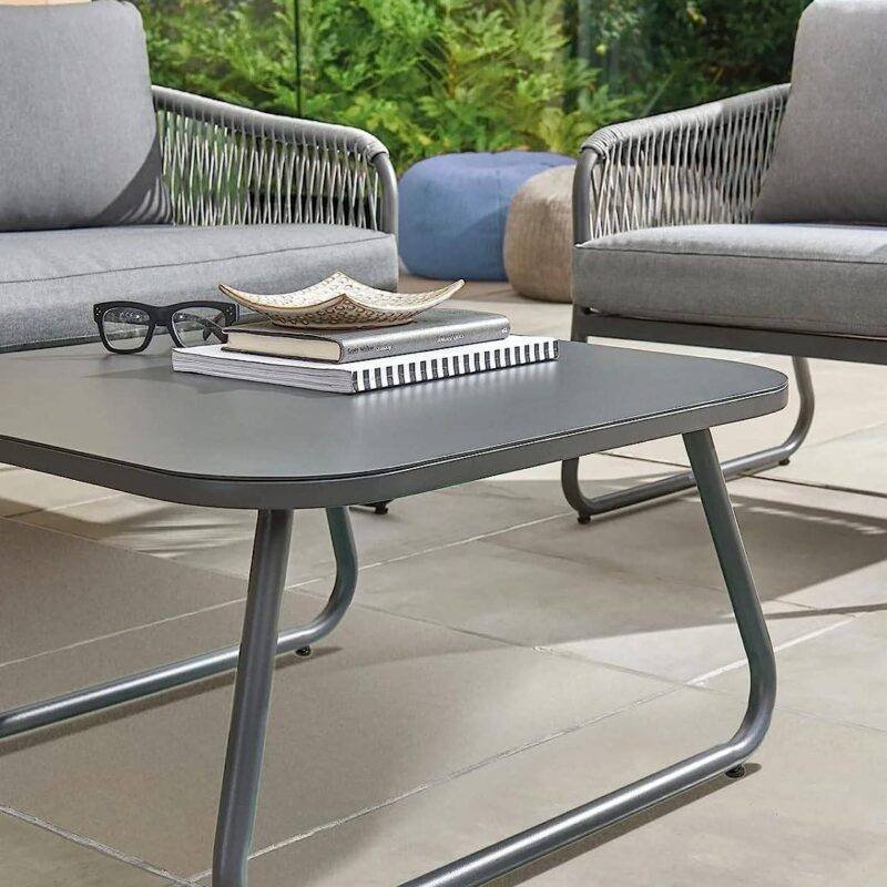 DEVOKO Unique Design Rope Bistro Set 4-Piece (Grey) - Image 5