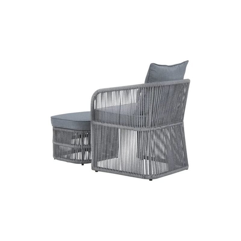 DEVOKO Grey Single Seater Rope Sofa with Cushions and Side Table - Image 5
