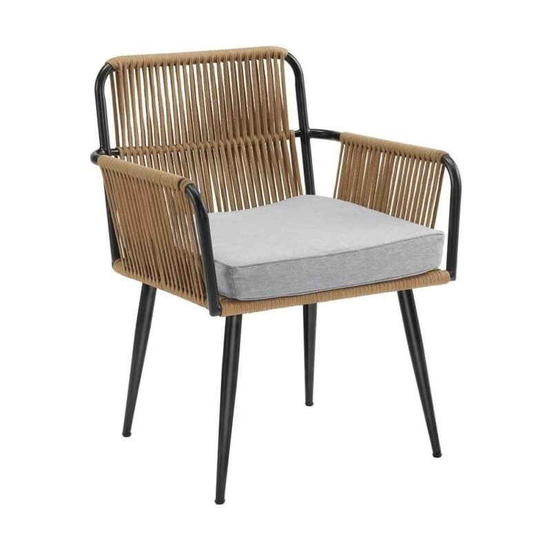 DEVOKO 2 Sets Patio Rope Chairs: Beige & Grey Balcony Furniture - Image 5