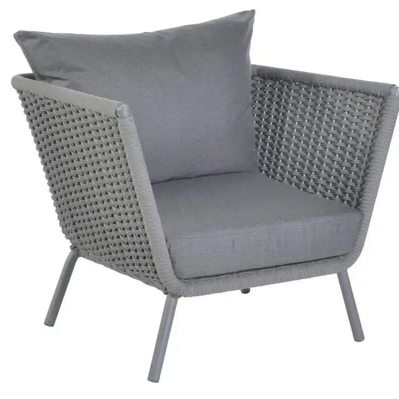 DEVOKO 5-Piece Outdoor Patio Sofa Set with Cushion and 2 Wooden Center Tables (Dark Grey) - Image 5