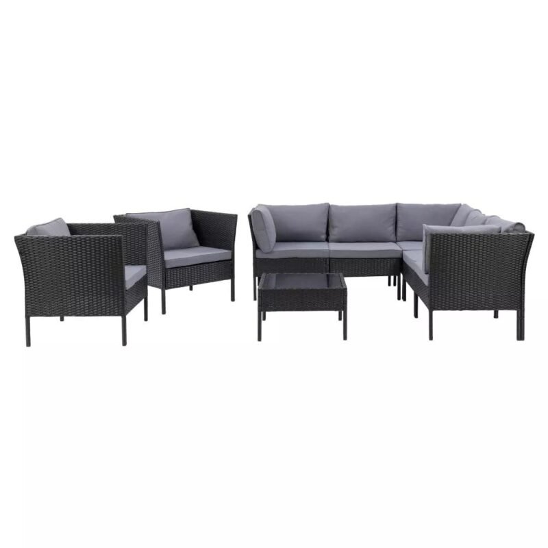 DEVOKO 5-Piece Outdoor Patio Conversation Set - Black & Dark Grey - Image 4