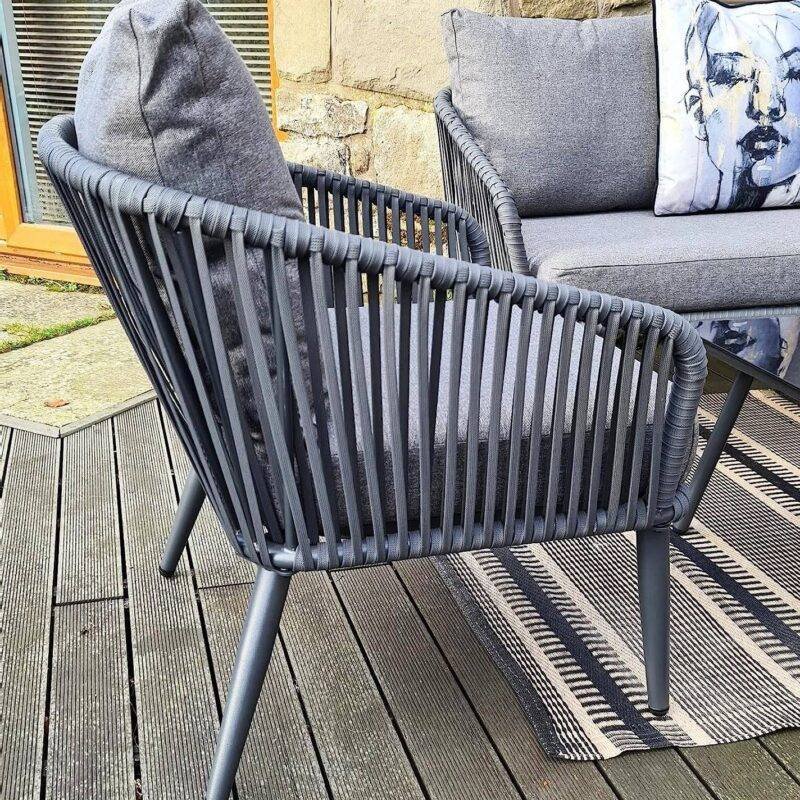DEVOKO 4 Seater Sofa Rope Furniture Set (Grey) - Image 6