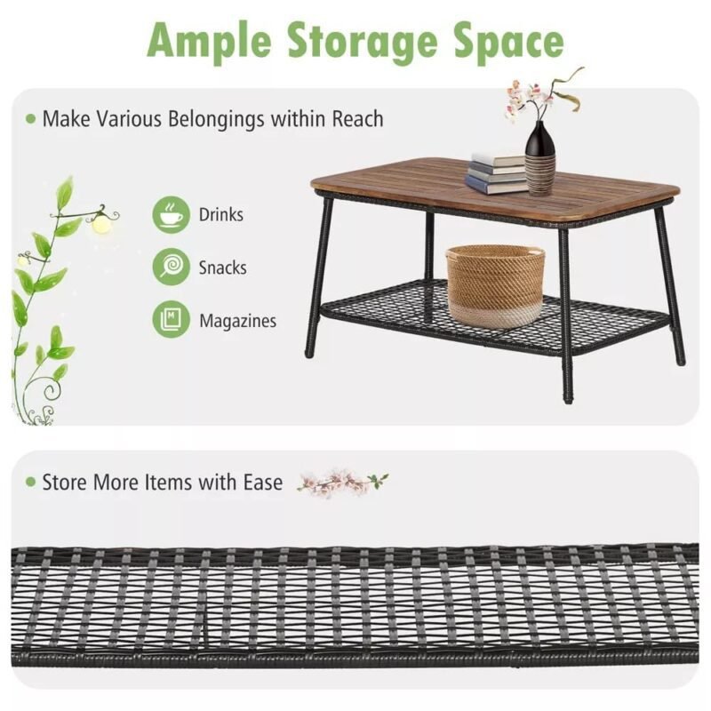DEVOKO 4PCS Wicker Patio Furniture Set (Dark Brown & Off-white) - Image 6