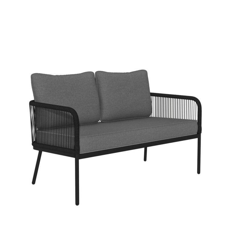 DEVOKO 4-Seater Outdoor/Indoor Sofa Set with Center Table - Black & Grey - Image 6