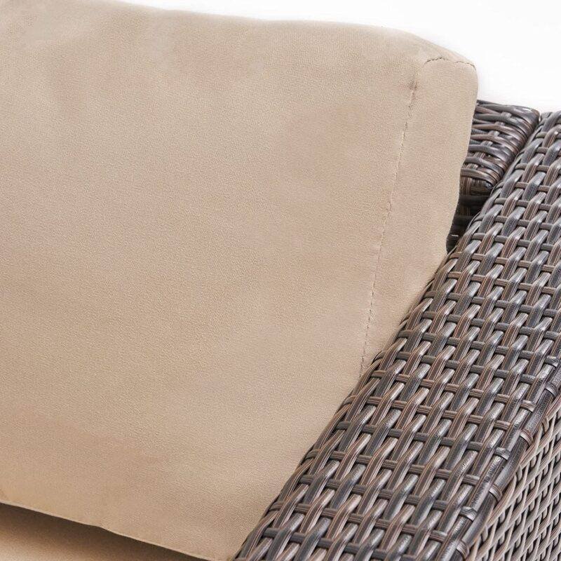 DEVOKO Outdoor Sectional Sofa Set (Dark Brown/Cream) - Image 6