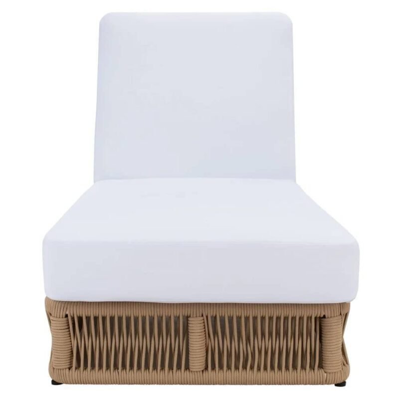 DEVOKO Beige Rope Sun Lounger (White Cushion) - Image 2