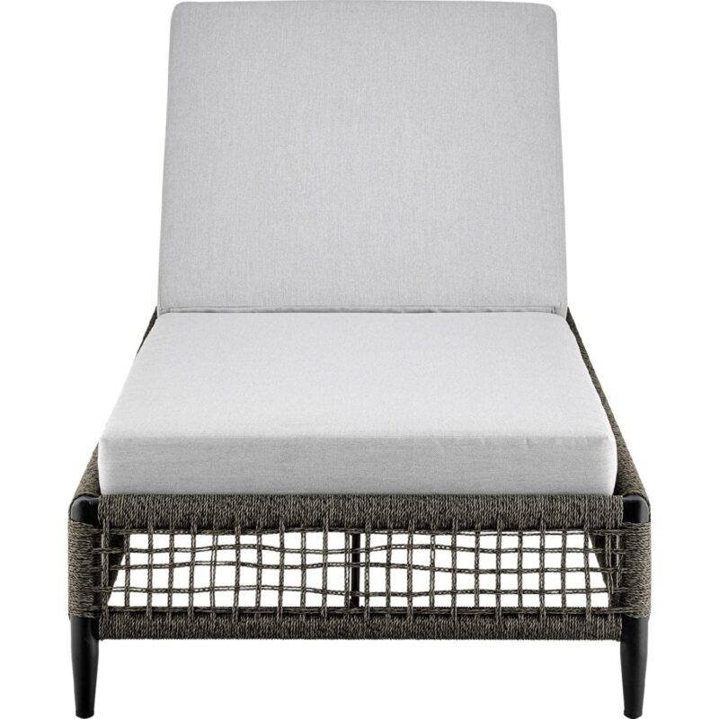 DEVOKO Grey Rope Sun Lounger with White Cushion - Image 6