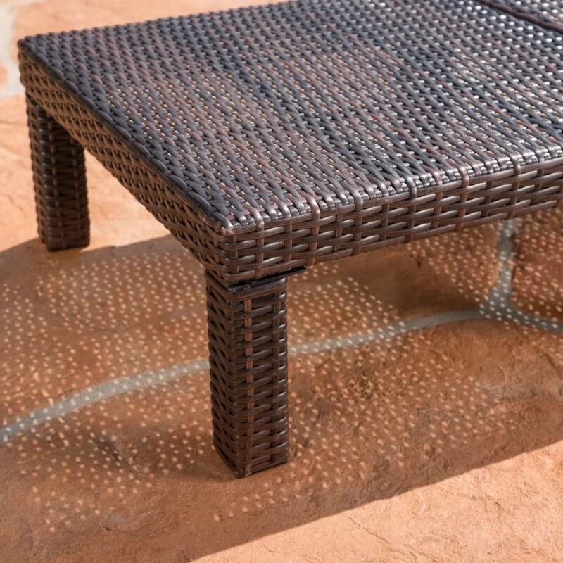 DEVOKO 4-Piece Outdoor Wicker Chaise Lounge Set with Adjustable Reclining Chairs and Removable Cushions (Dark Brown/Off-white) - Image 6