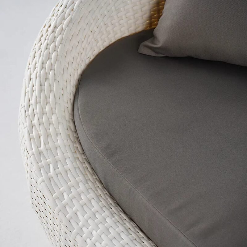 Outdoor Wicker Daybed Set (White/Dark Grey) - Image 7