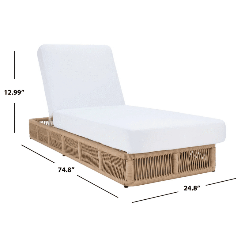 DEVOKO Beige Rope Sun Lounger (White Cushion) - Image 7