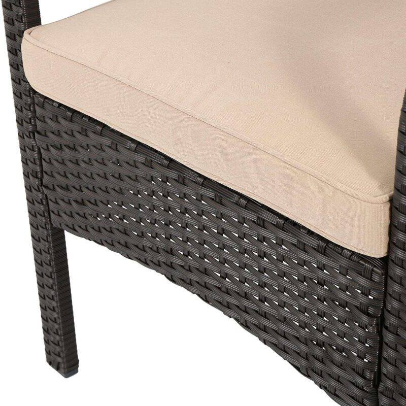 DEVOKO 4-Piece Waterproof Wicker Patio Furniture Set - Dark Brown & Beige - Image 7