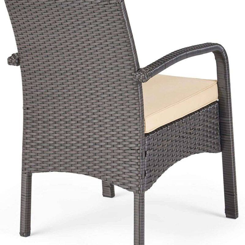 DEVOKO 4-Piece Waterproof Wicker Patio Furniture Set - Dark Brown & Beige - Image 6