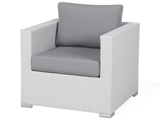 DEVOKO 5-Piece Weather Resistant Patio Set: White Sofa & Grey Cushions - Image 5