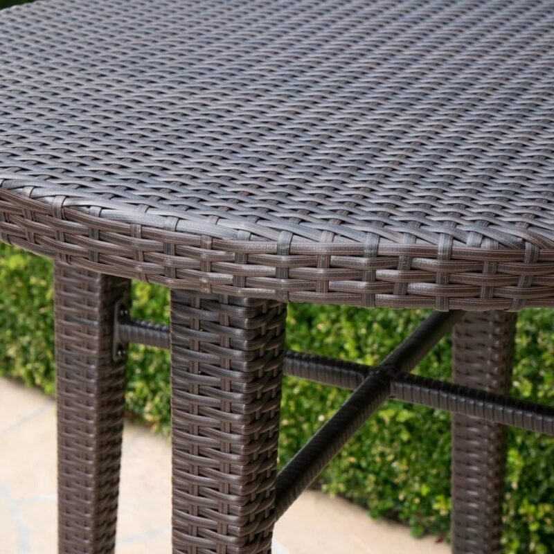 5-Piece Wicker Patio Bistro Set: Round Table, 4 Bar Stools - Image 3