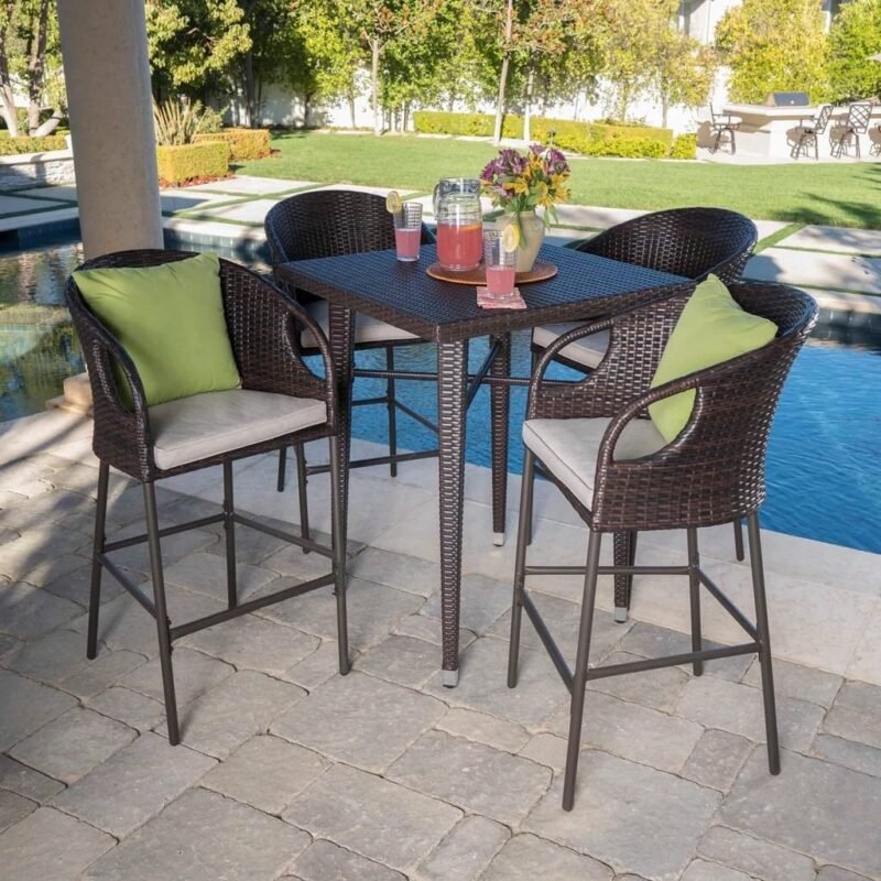 Wicker Bistro 5-Piece Patio Dining Set