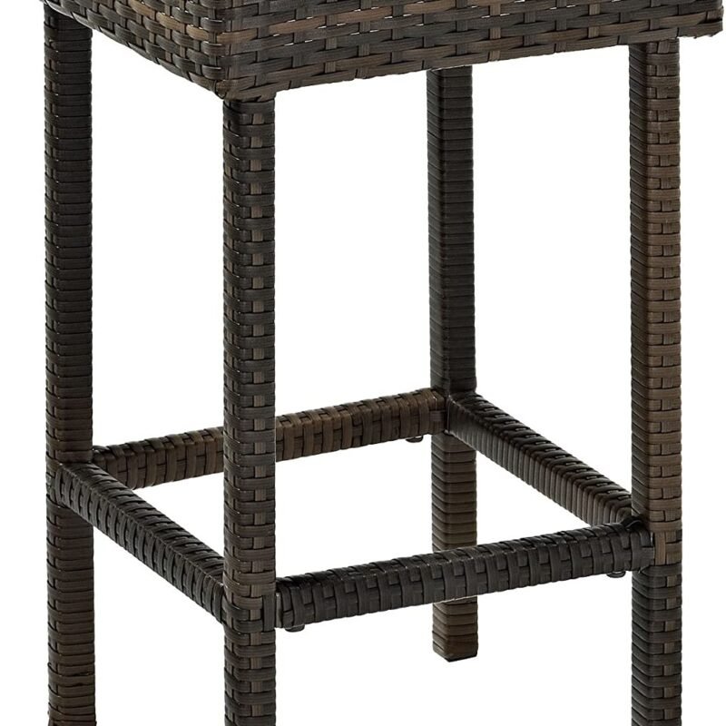 5-Piece Rattan Wicker Patio Bar Set(Dark Brown) - Image 8