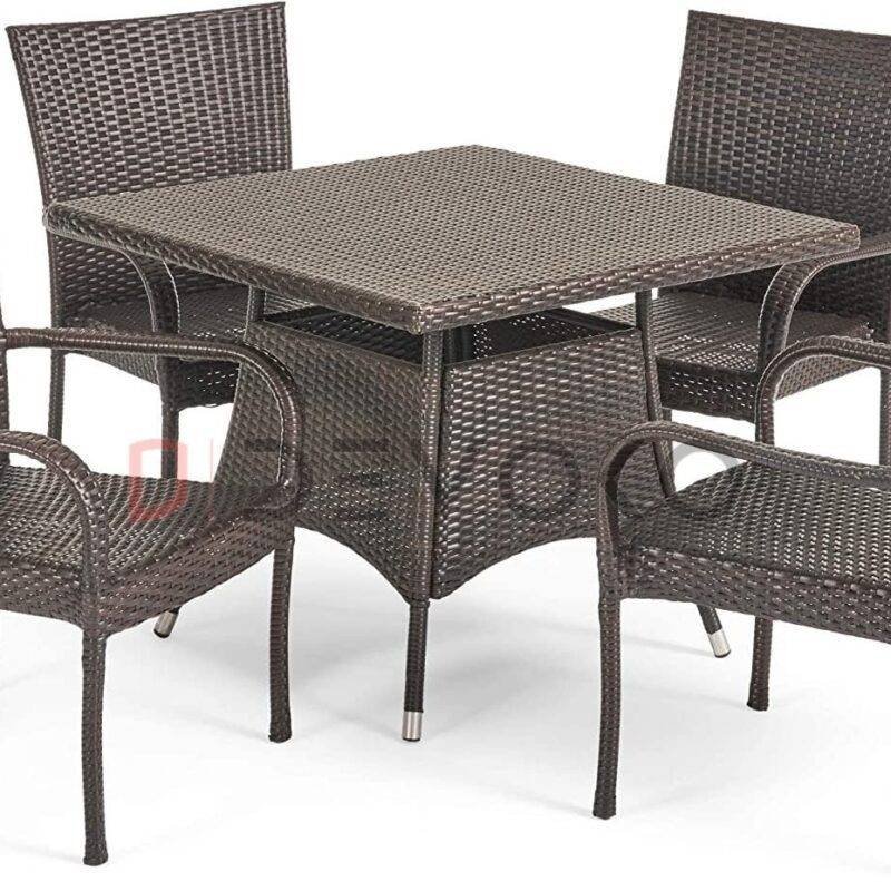5-Piece Patio Dining Set, 4 Seats + 1 Square Table (Dark Brown) - Image 6