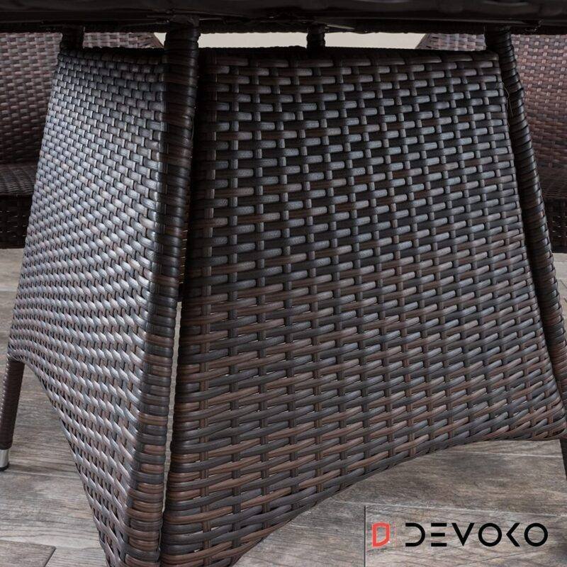 5-Piece Patio Dining Set, 4 Seats + 1 Round Table (Dark Brown) - Image 3