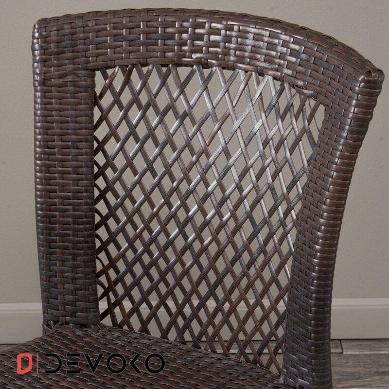 5-Piece Patio Dining Set, 4 Seats + 1 Square Table (Dark Brown) - Image 4
