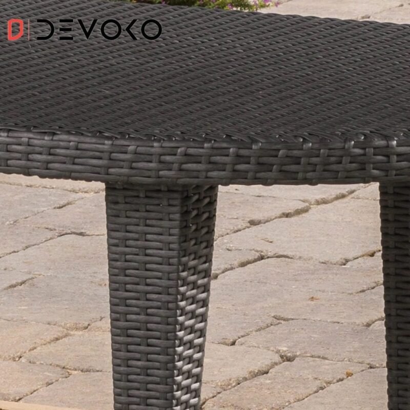 7PCS Wicker Patio Dining Set: Outdoor Rattan Table & Chairs with Cushions (Darkbrown) - Image 6