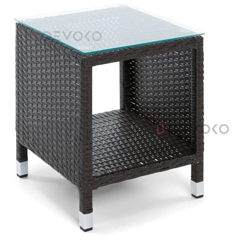 Dark Brown & Cream Outdoor Wicker Patio Furniture Set - Image 5