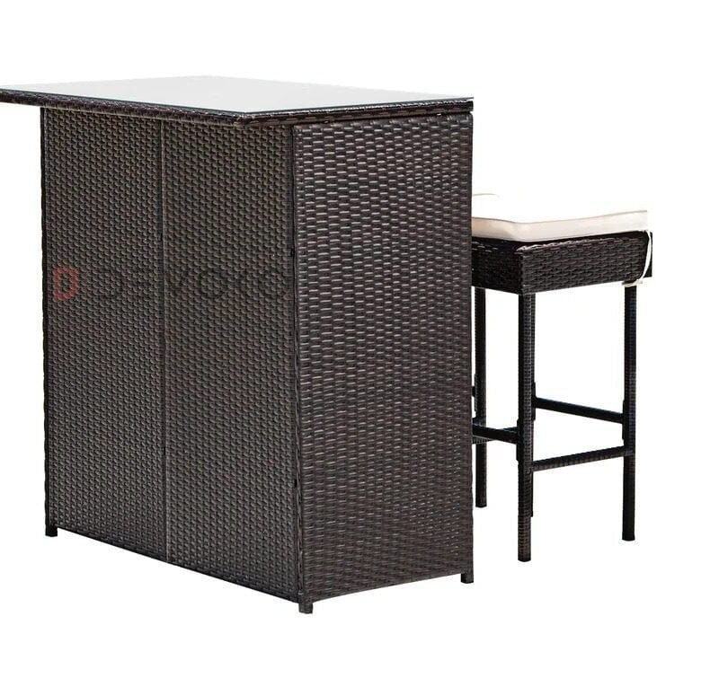 3-Piece Outdoor Rattan Wicker Patio Bar Set - Image 4