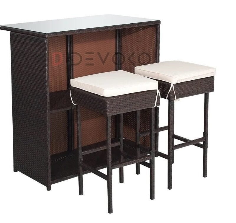 3-Piece Outdoor Rattan Wicker Patio Bar Set - Image 5