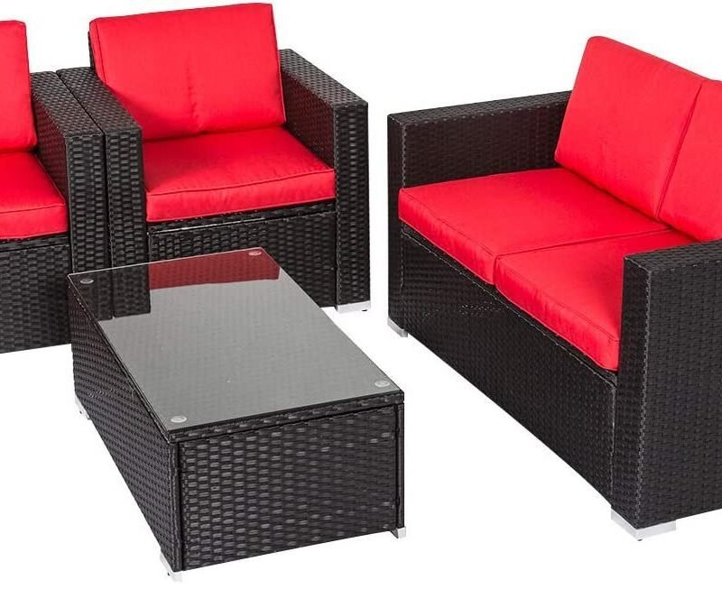 4Pc Outdoor Wicker Rattan Sofa Set with Coffee Table - Image 3