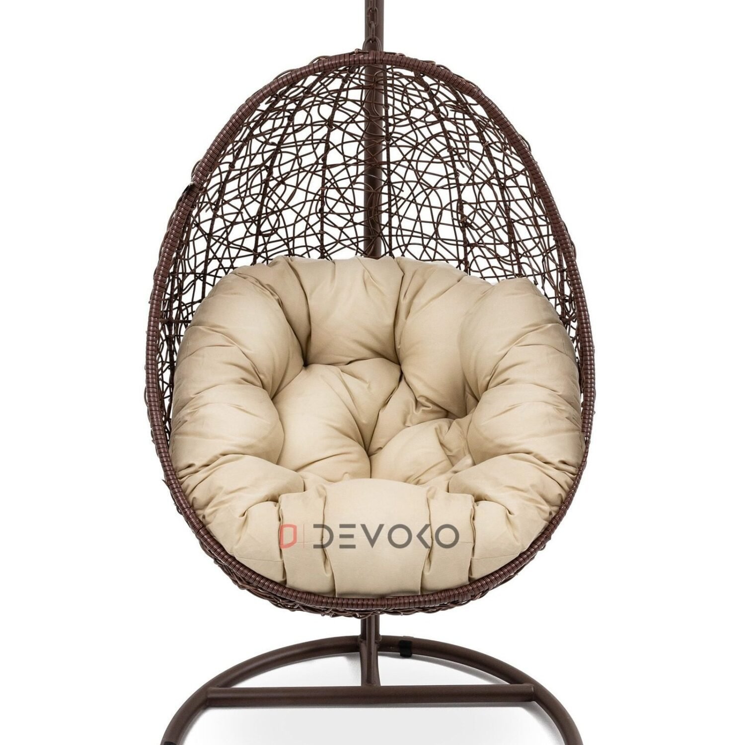 Single Seater Rattan & Wicker Swing (Brown & Cream)