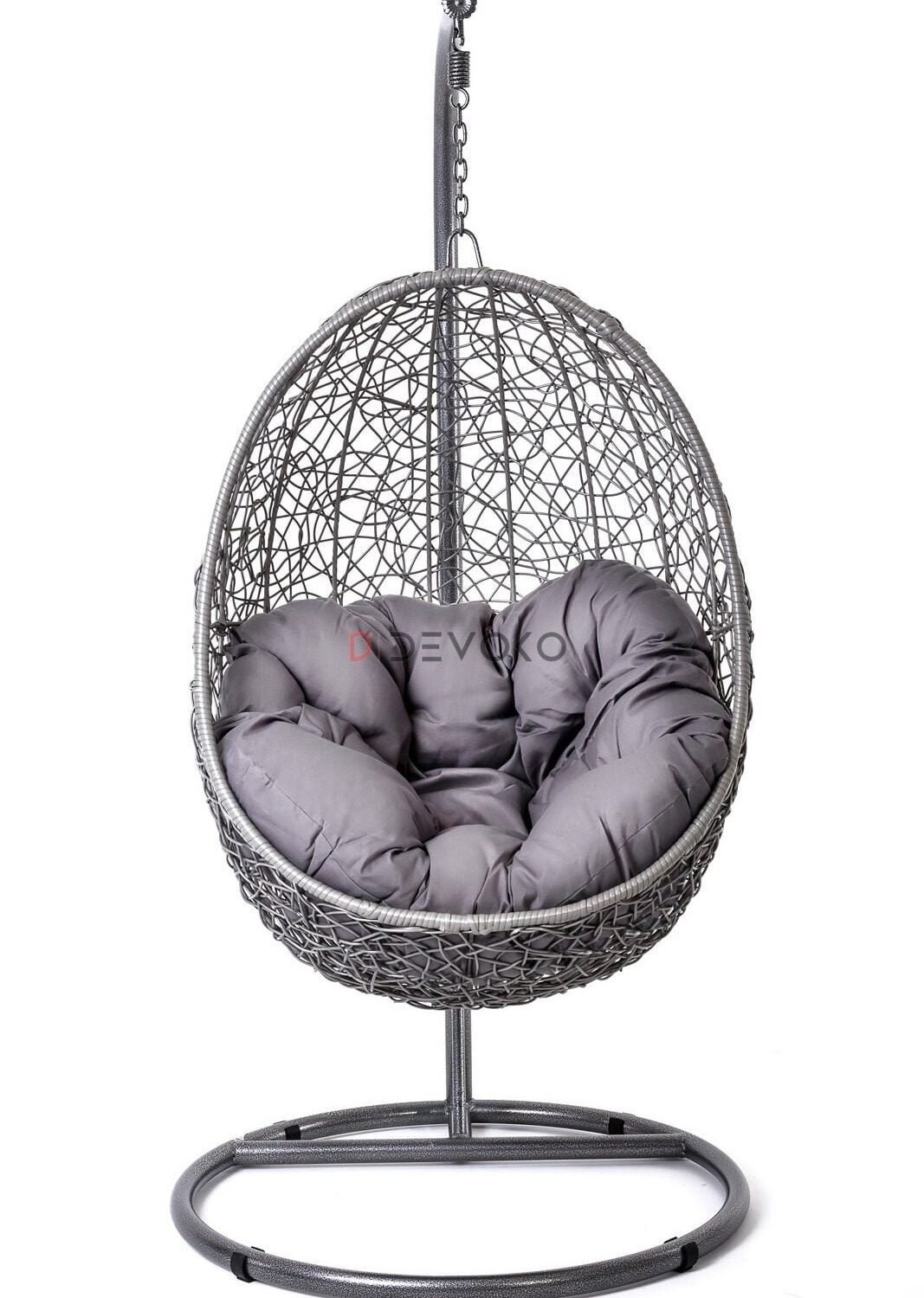 Single Seater Rattan & Wicker Swing (Grey)
