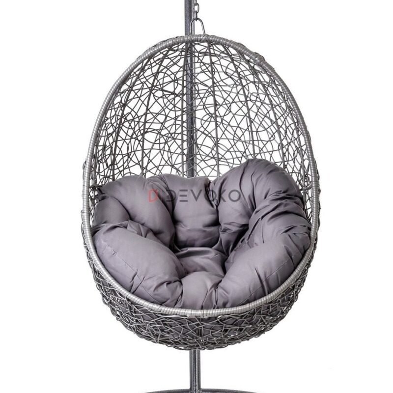 Single Seater Rattan & Wicker Swing (Grey)
