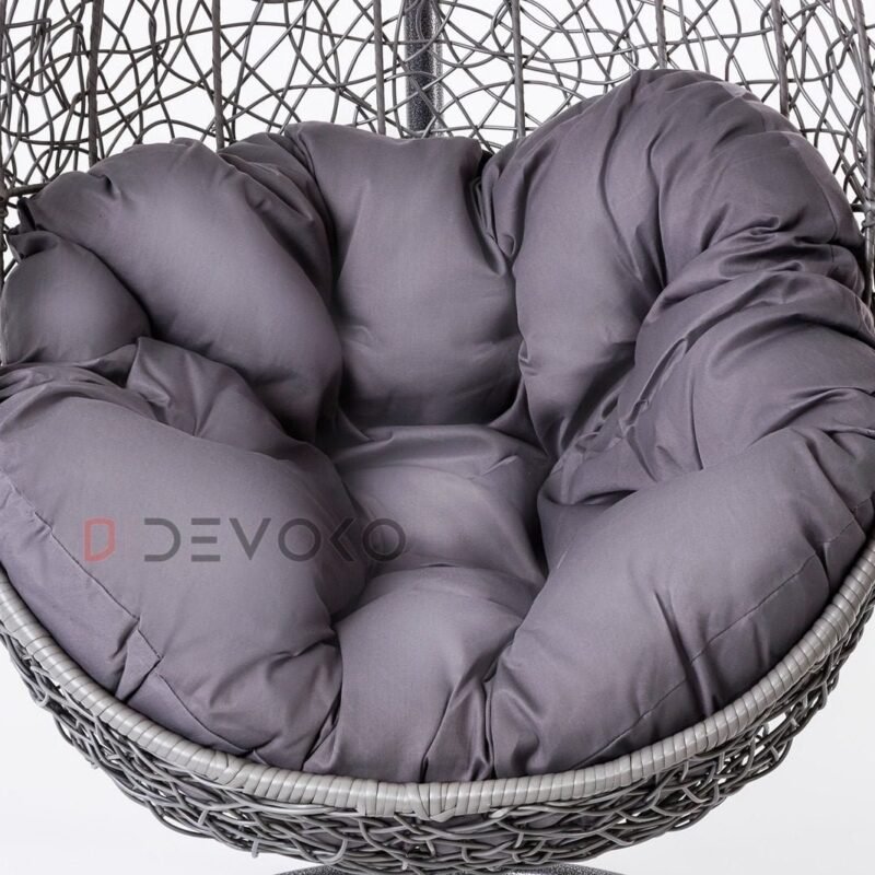 Single Seater Rattan & Wicker Swing (Grey) - Image 3