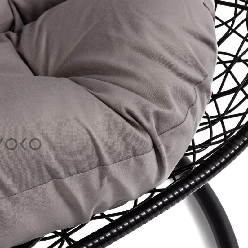 Double Seater Rattan & Wicker Swing (Black & Grey) - Image 6