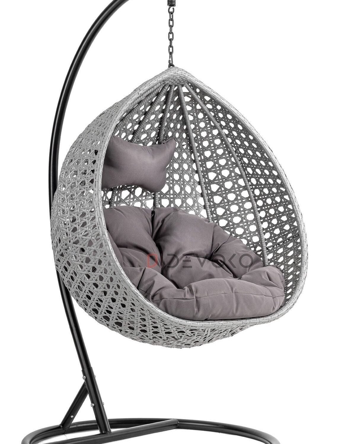 Single Seater Rattan & Wicker Swing (Grey)